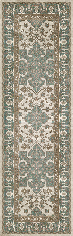 Williamsburg Star Ushak Fair Splendors - vinyl floor cloth size 36x115