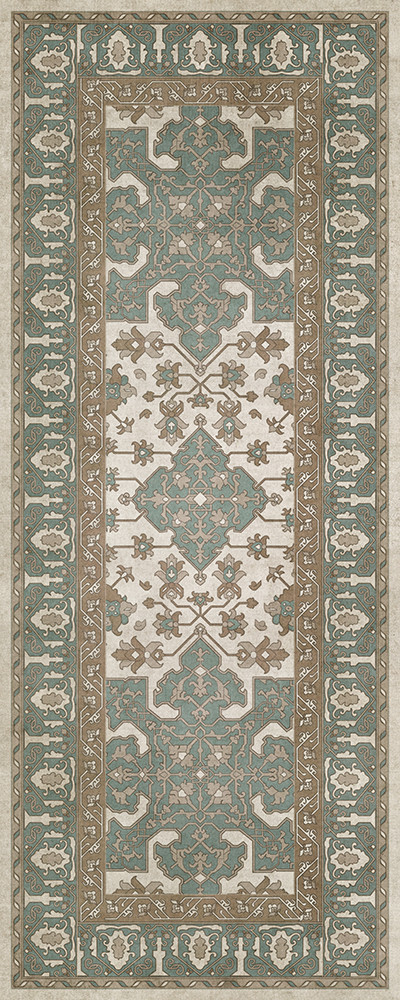 Williamsburg Star Ushak Fair Splendors - vinyl floor cloth size 36x90