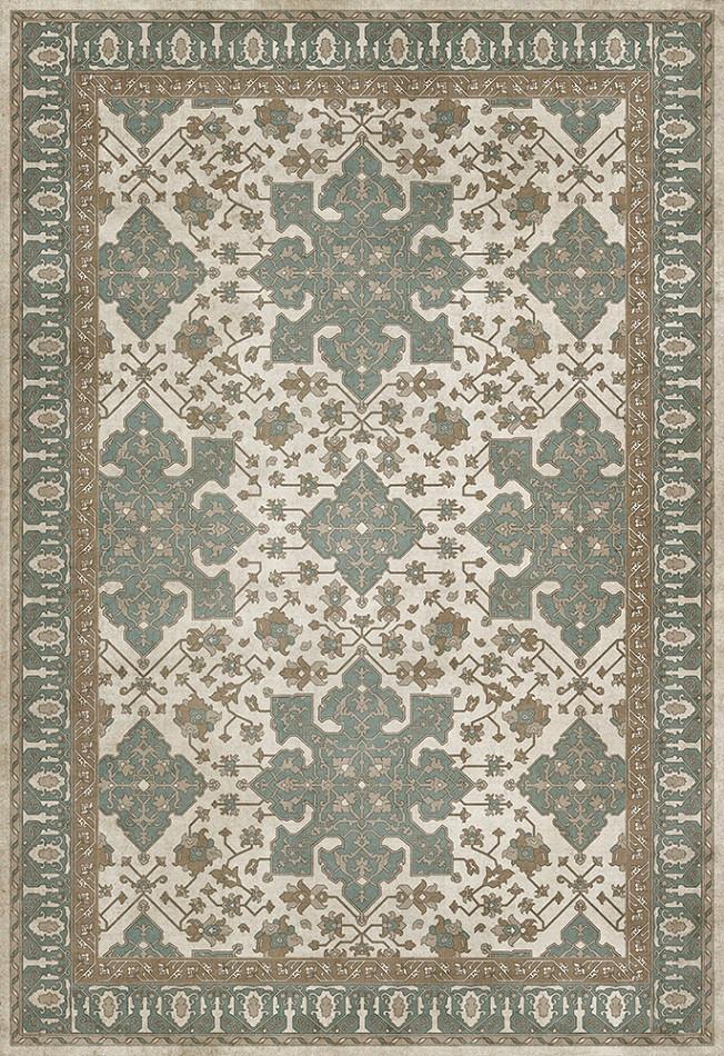 Williamsburg Star Ushak Fair Splendors - vinyl floor cloth sizes 52x76, 70x102