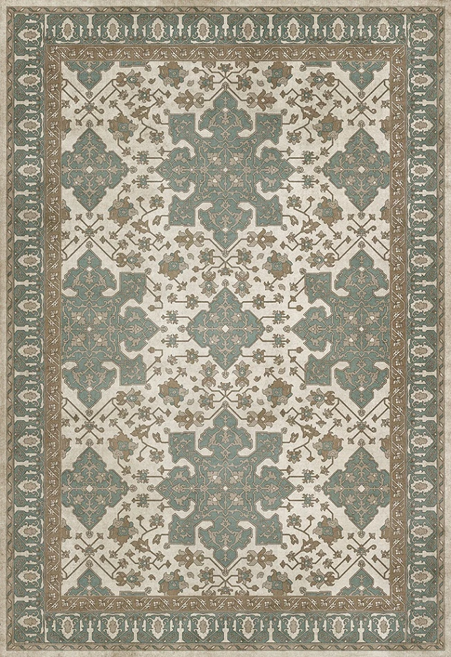 Williamsburg Star Ushak Fair Splendors - vinyl floor cloth sizes 52x76, 70x102, 84x120