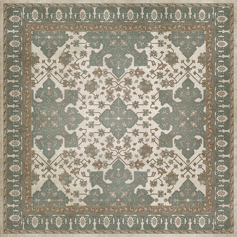 Williamsburg Star Ushak Fair Splendors - vinyl floor cloth sizes sizes 60x60, 72x72, 84x84