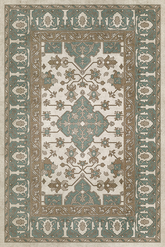 Williamsburg Star Ushak Fair Splendors - vinyl floor cloth sizes 20x30, 24x36, 38x56