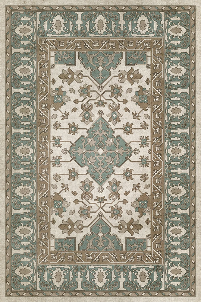 Williamsburg Star Ushak Fair Splendors - vinyl floor cloth sizes 20x30, 24x36, 30x44, 38x56