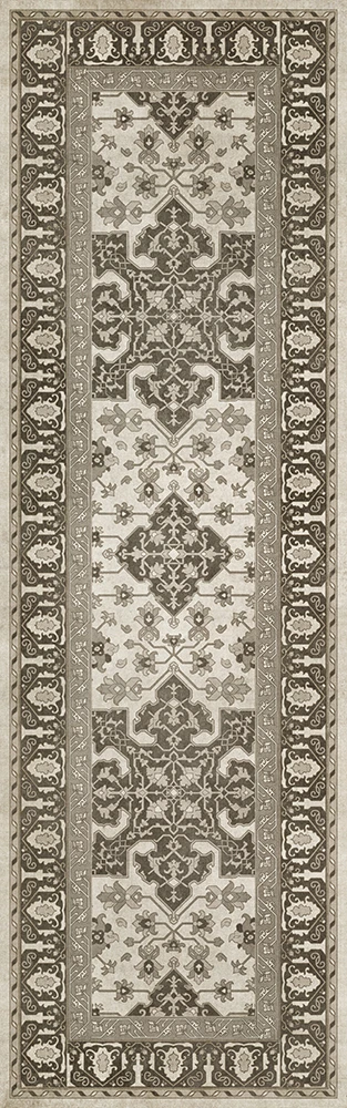 Williamsburg Star Ushak Majesty Shining - vinyl floor cloth sizes 24x77, 30x96, 36x115