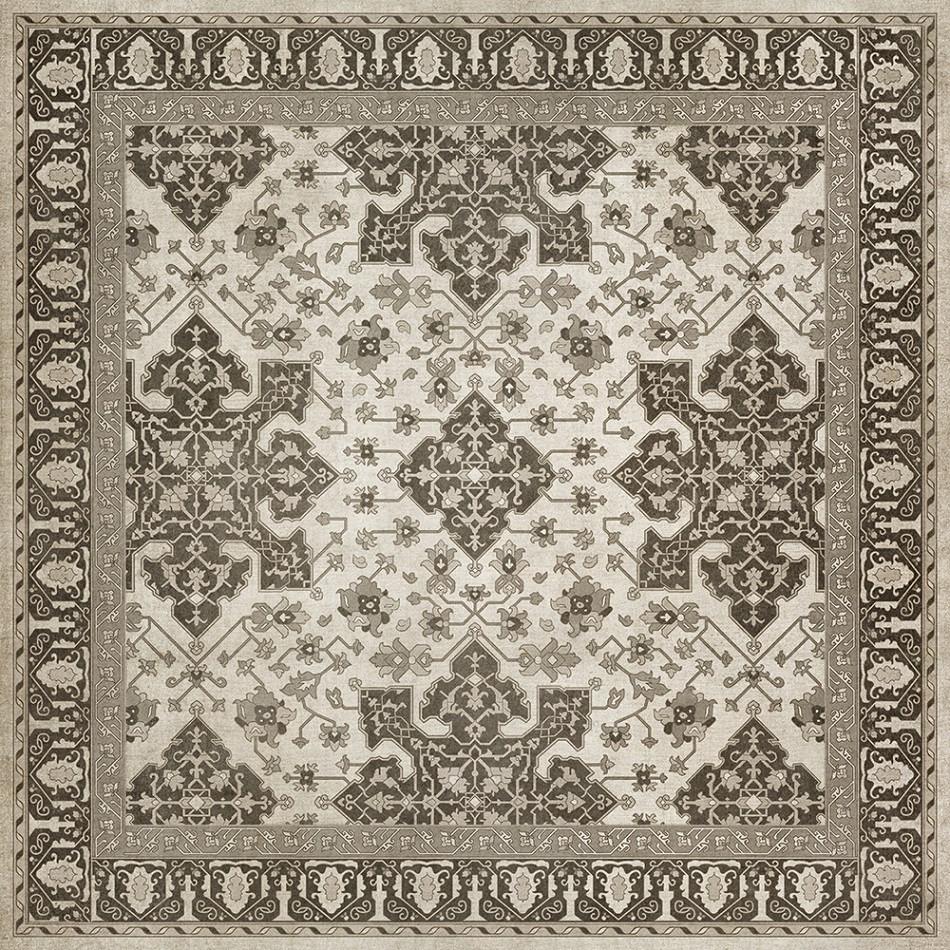 Williamsburg Star Ushak Majesty Shining - vinyl floor cloth sizes 60x60, 72x72