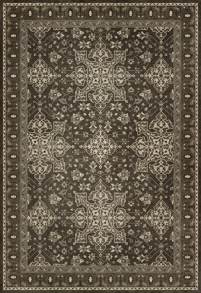 Williamsburg Star Ushak Ray of the Night - vinyl floor cloth sizes 52x76, 70x102, 84x120