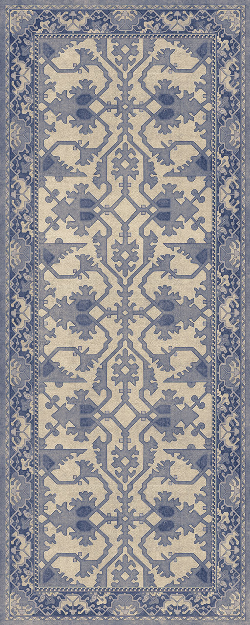 Williamsburg Lotto Ushak Light Breeze - vinyl floor cloth size 36x90