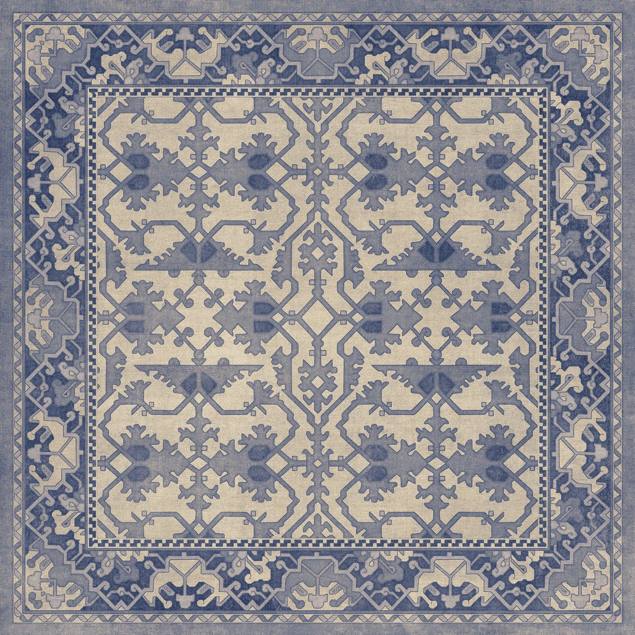 Williamsburg Lotto Ushak Light Breeze - vinyl floor cloth sizes 60x60, 72x72, 84x84