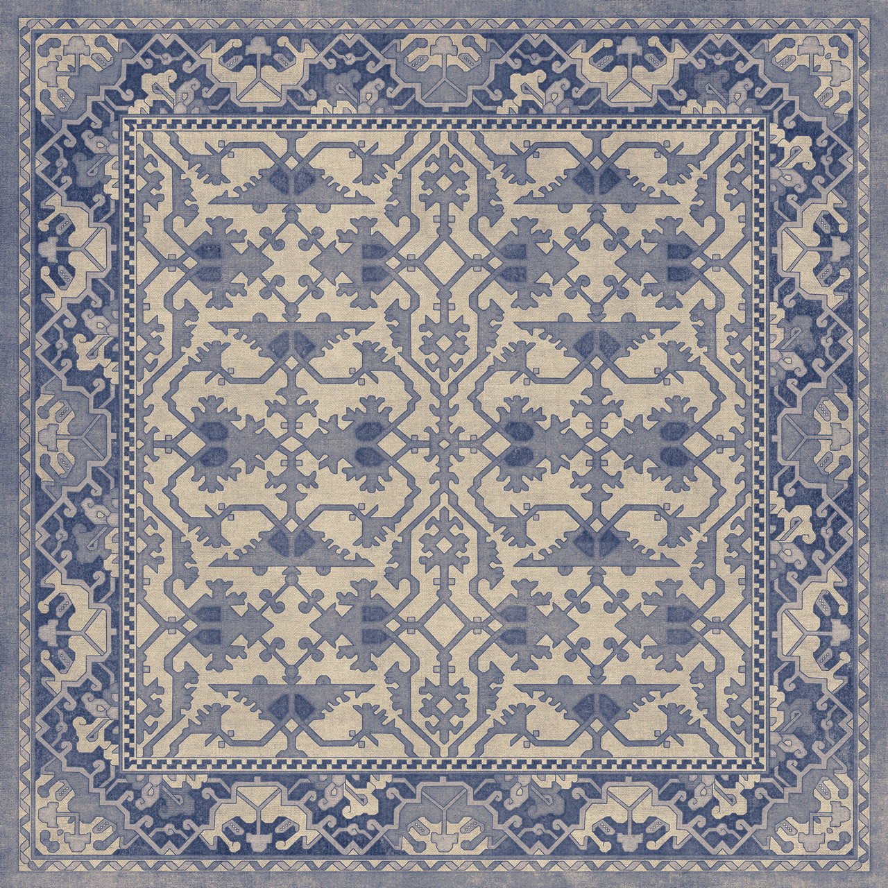 Williamsburg Lotto Ushak Light Breeze - vinyl floor cloth sizes 36x36, 48x48