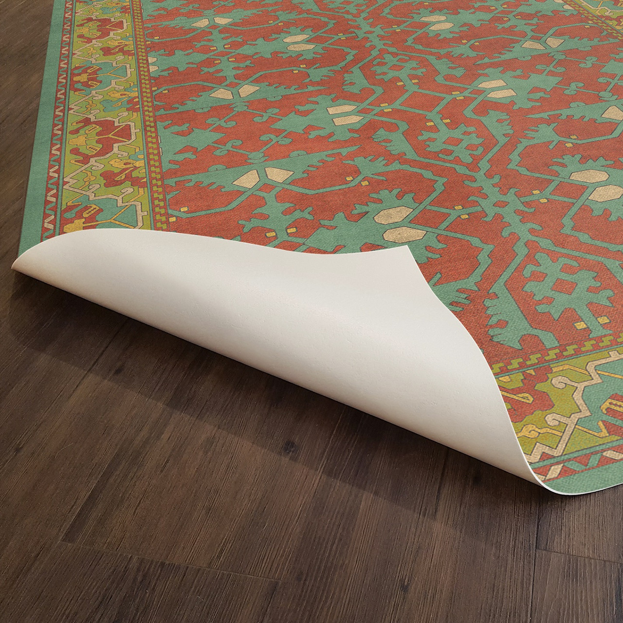 Williamsburg Lotto Ushak Any Lifetime - vinyl floor cloth underside
