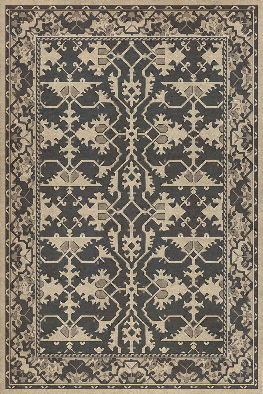 Williamsburg Lotto Ushak All Through Eternity - vinyl floor cloth sizes 20x30, 24x36, 30x44, 38x56