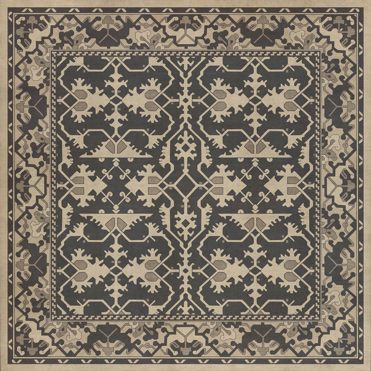 Williamsburg Lotto Ushak All Through Eternity - vinyl floor cloth sizes 36x36, 48x48