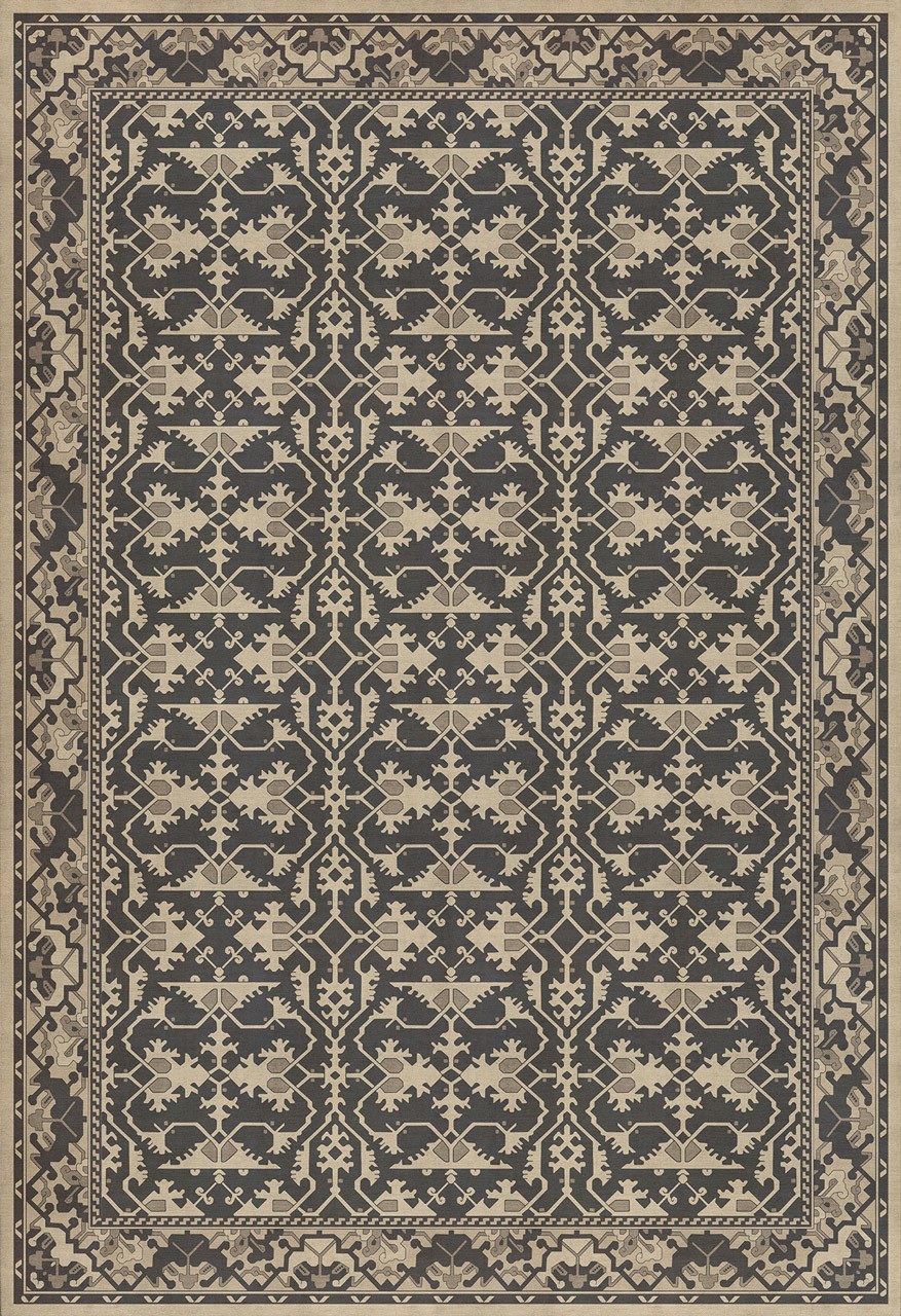 Williamsburg Lotto Ushak All Through Eternity - vinyl floor cloth sizes 96x140, 120x175