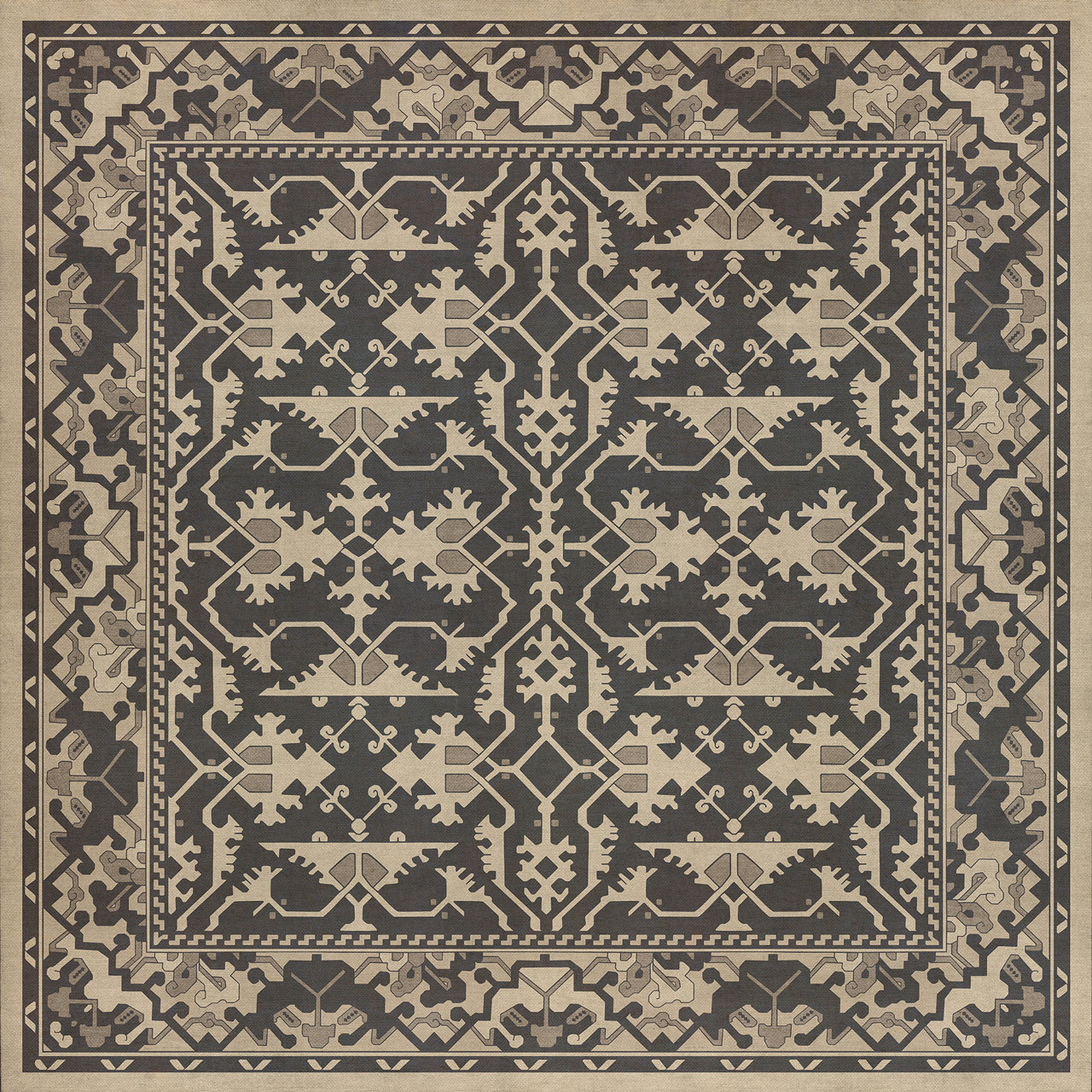 Williamsburg Lotto Ushak All Through Eternity - vinyl floor cloth sizes 60x60, 72x72