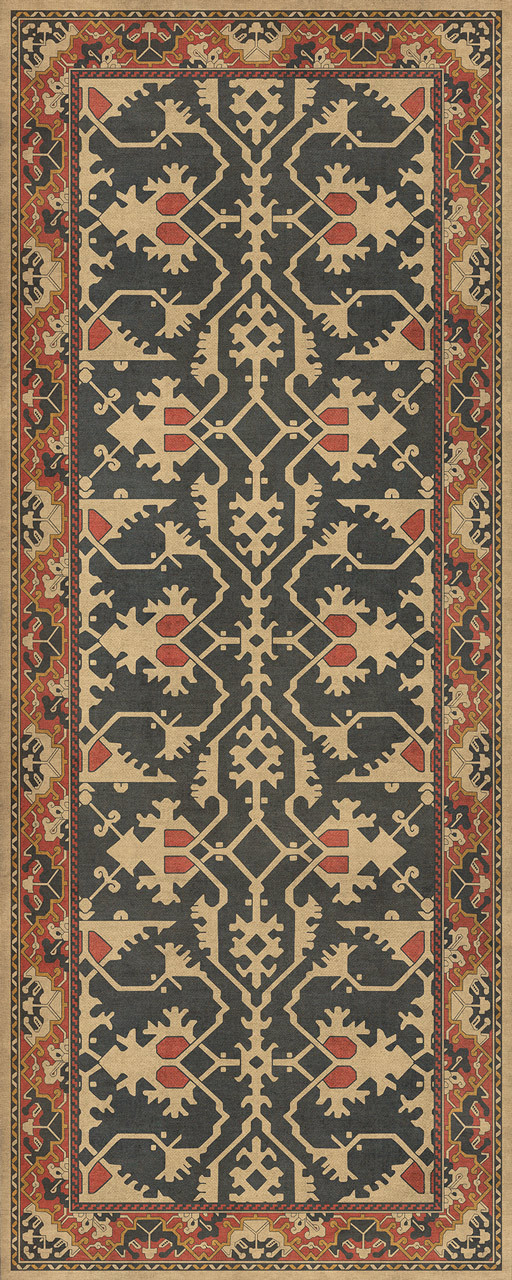 Williamsburg Lotto Ushak Description of Love - vinyl floor cloth size 36x90