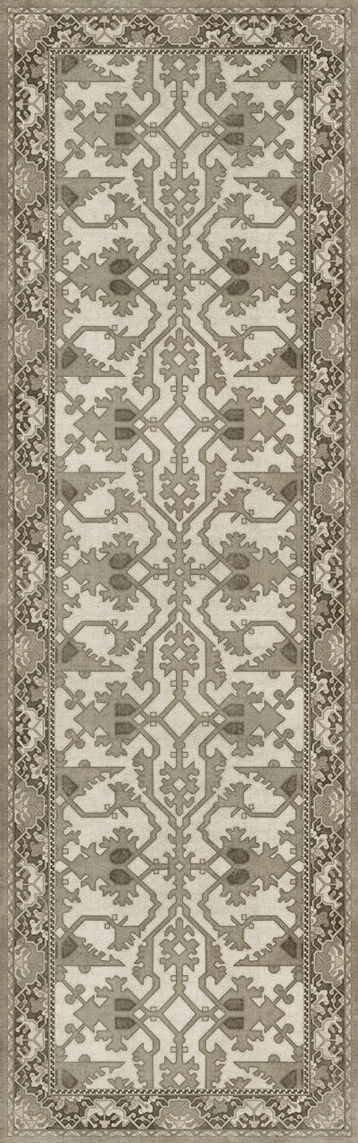 Williamsburg Lotto Ushak If You Show Patience - vinyl floor cloth sizes 24x77, 30x96, 36x115