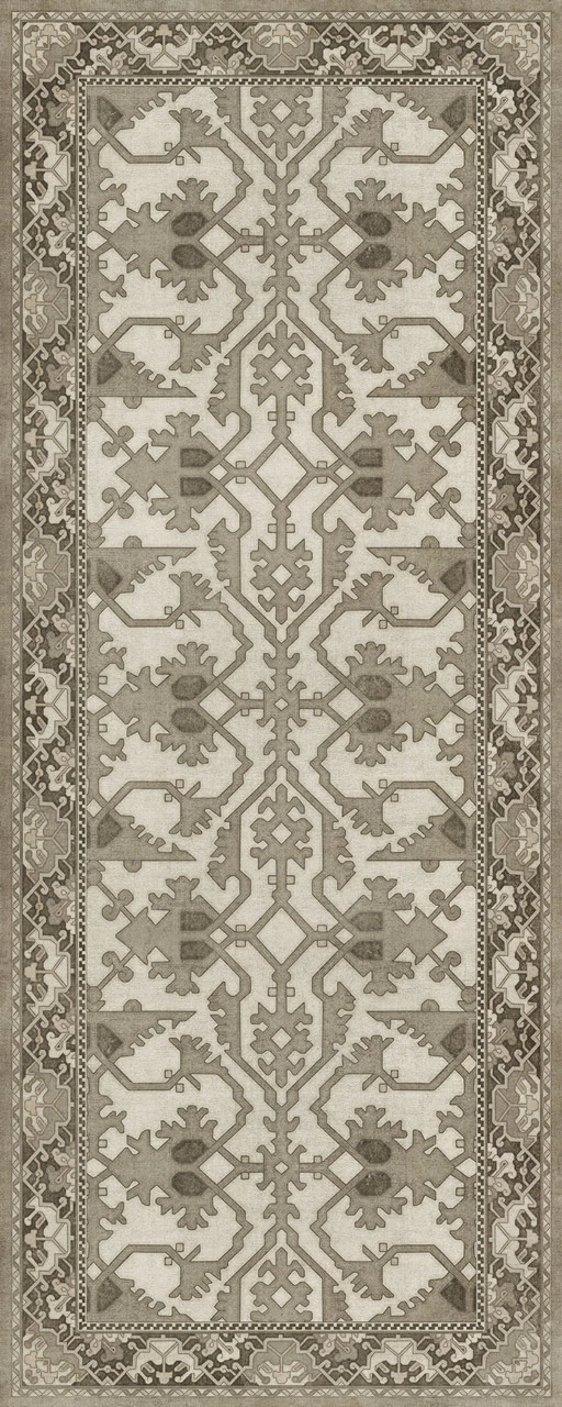 Williamsburg Lotto Ushak If You Show Patience - vinyl floor cloth sizes 30x75, 36x90