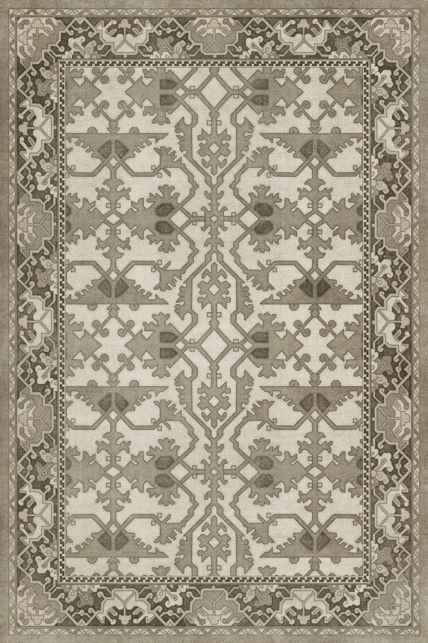 Williamsburg Lotto Ushak If You Show Patience - vinyl floor cloth sizes 20x30, 24x36, 30x44, 38x56