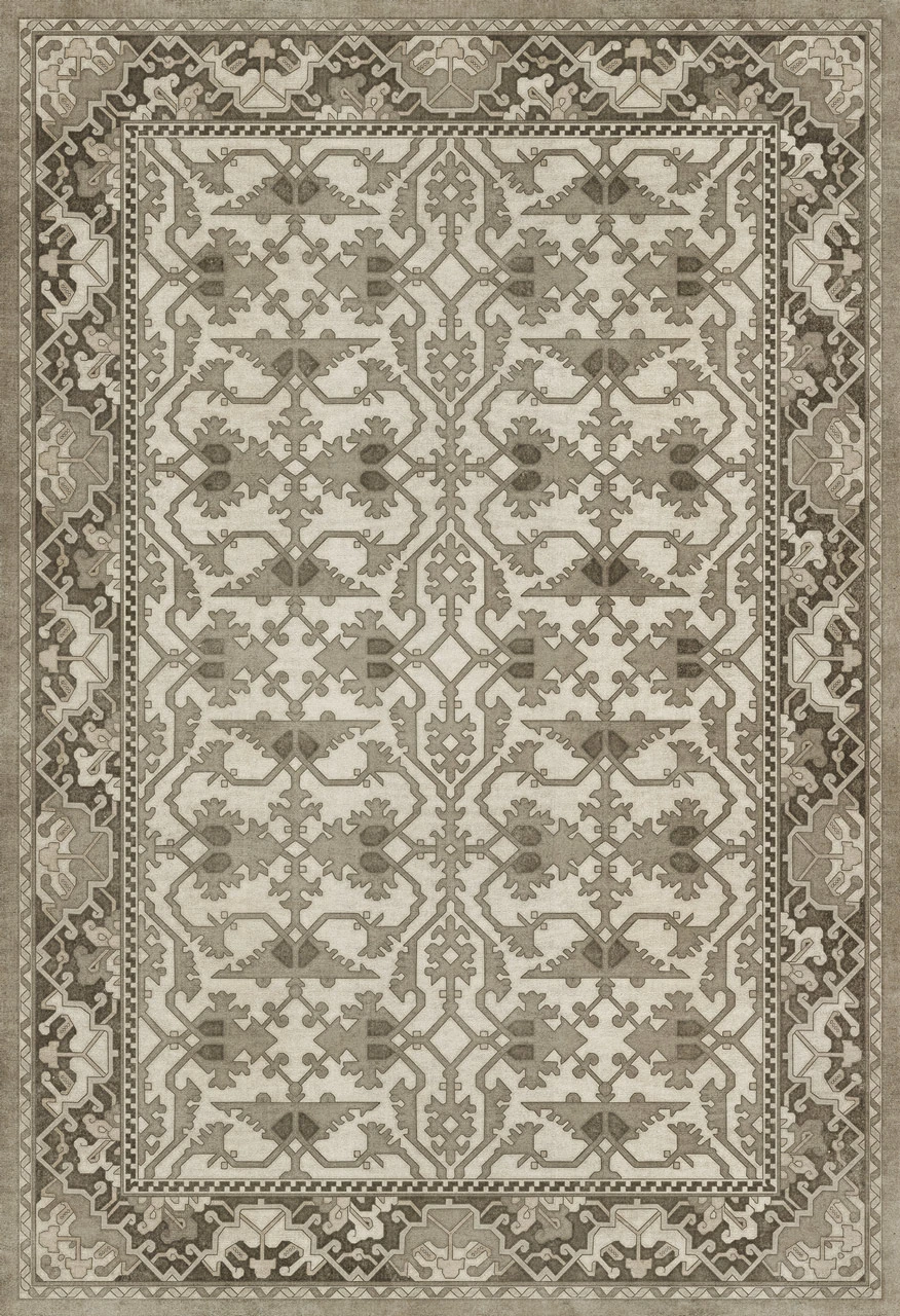 Williamsburg Lotto Ushak If You Show Patience - vinyl floor cloth sizes 52x76, 70x102, 84x120