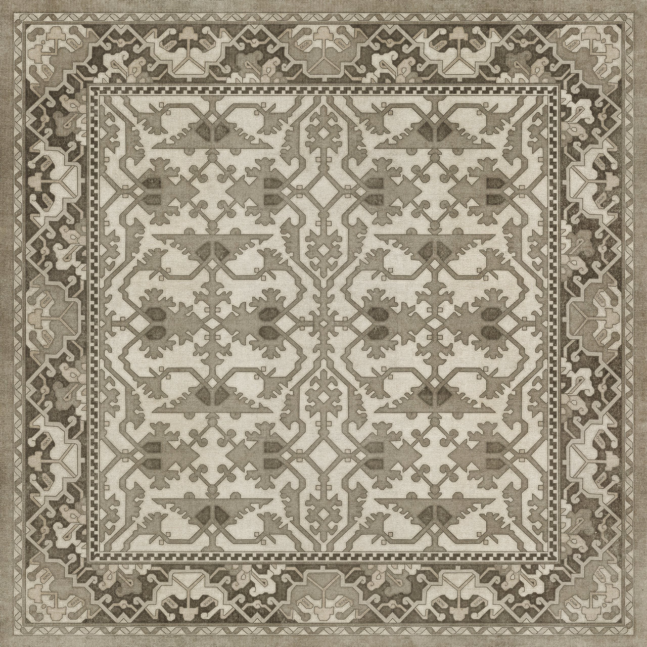 Williamsburg Lotto Ushak If You Show Patience - vinyl floor cloth sizes 60x60, 72x72