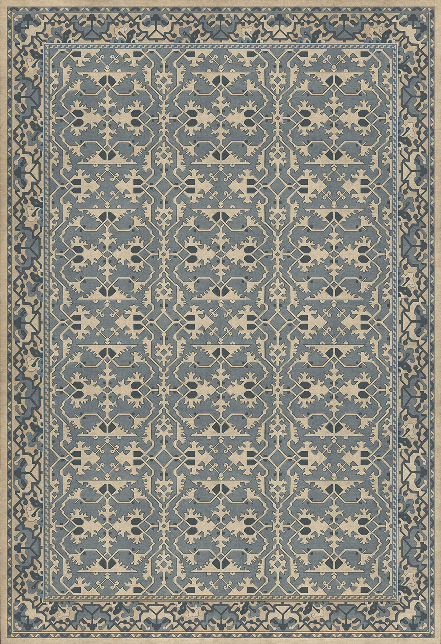 Williamsburg Lotto Ushak At the Twilight - vinyl floor cloth sizes 96x120, 120x175