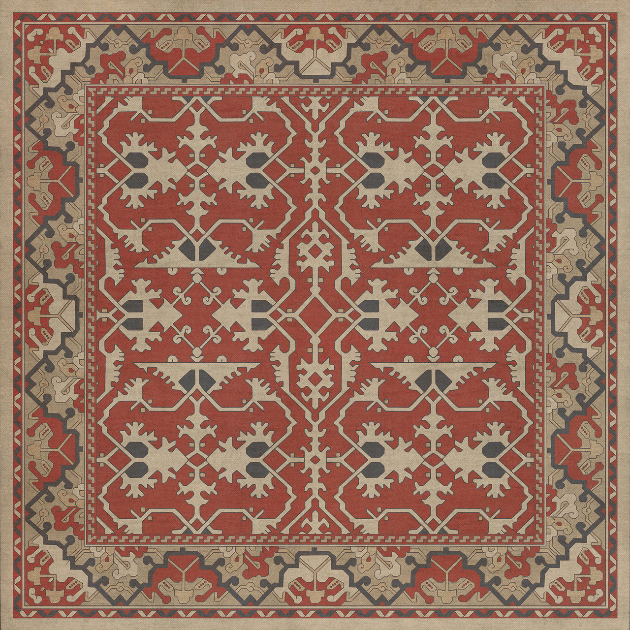 Williamsburg Lotto Ushak Bring Wine - vinyl floor cloth sizes 36x36, 48x48