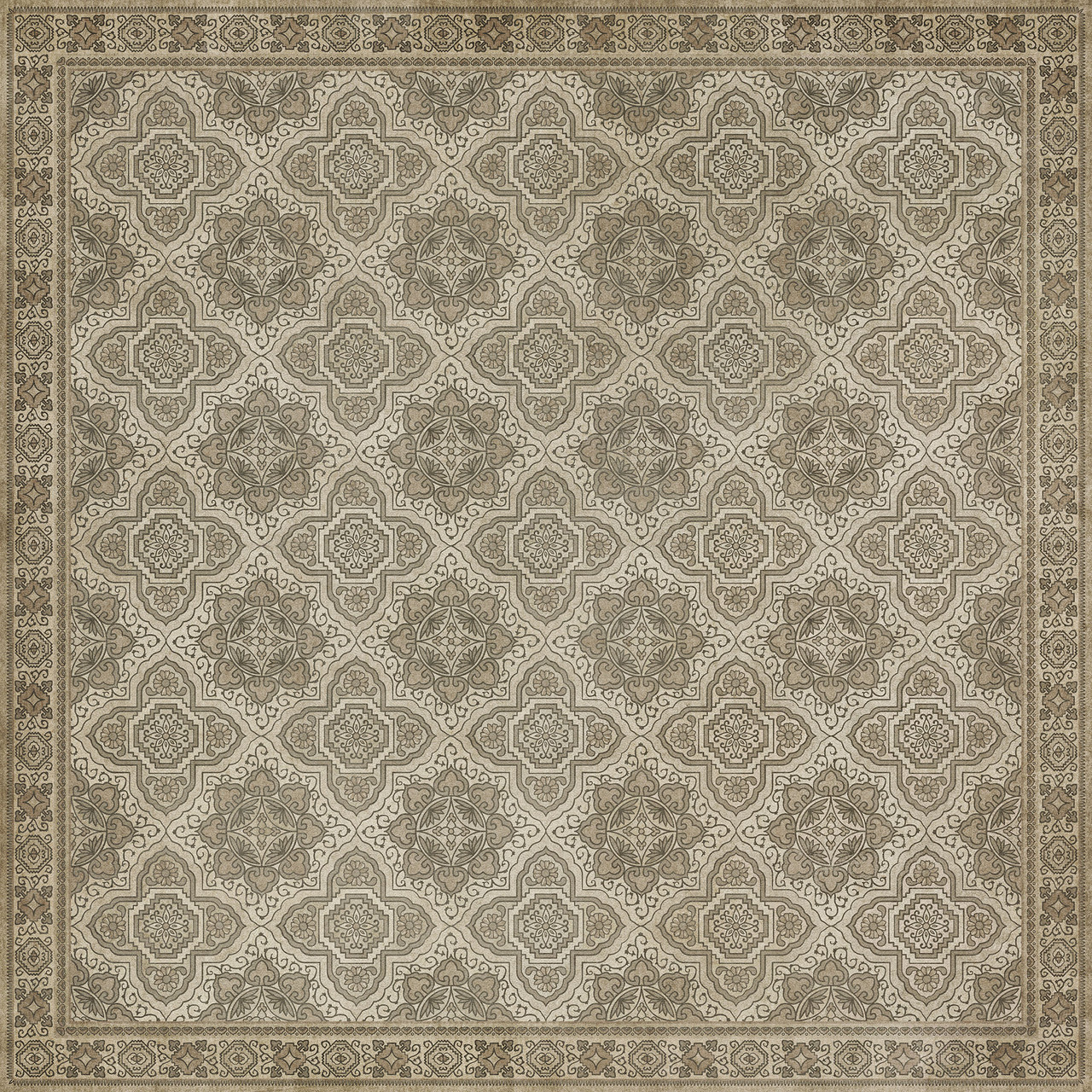 Williamsburg Antiquary Holograph - vinyl floor cloth size 84x84