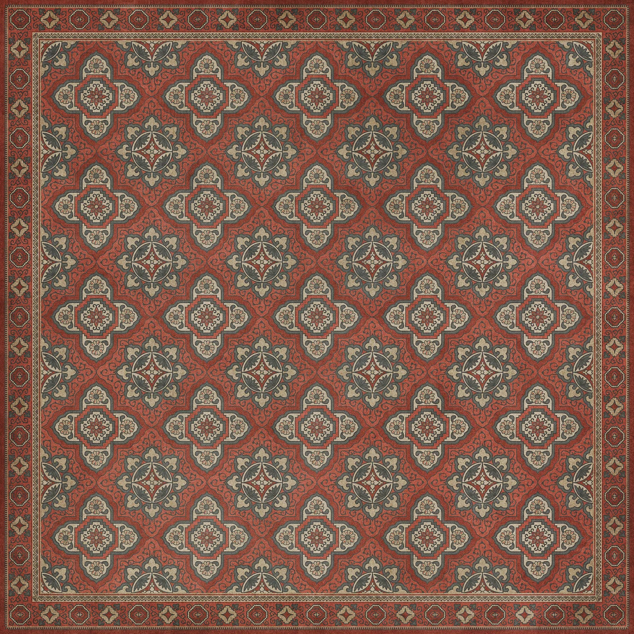 Williamsburg Antiquary Provenance - vinyl floor cloth size 84x84