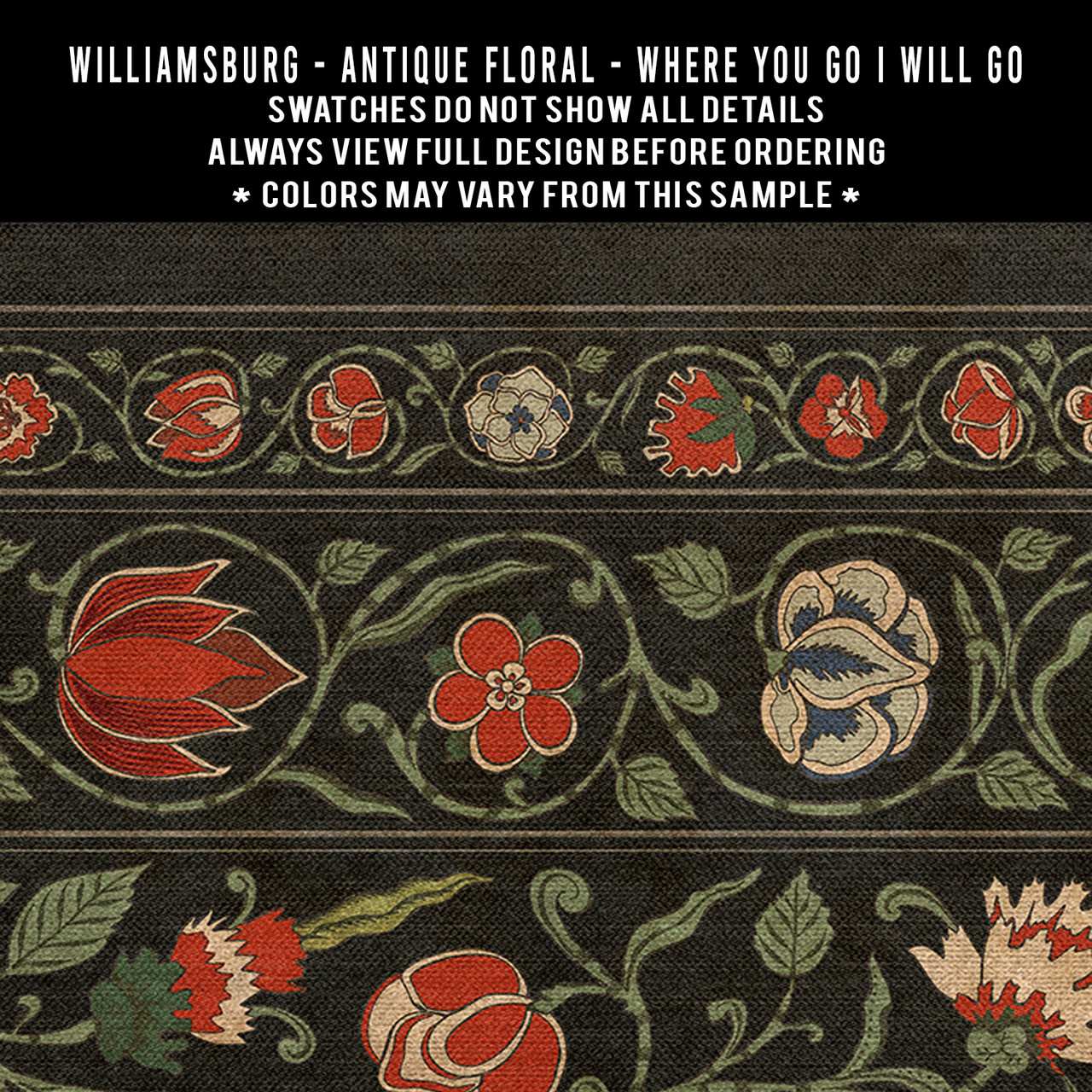 Swatches for Antique Floral - vinyl floor cloths