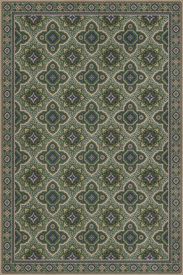 Williamsburg Antiquary Fly Leaf - vinyl floor cloth sizes 20x30, 24x36, 38x56, 52x76, 70x102