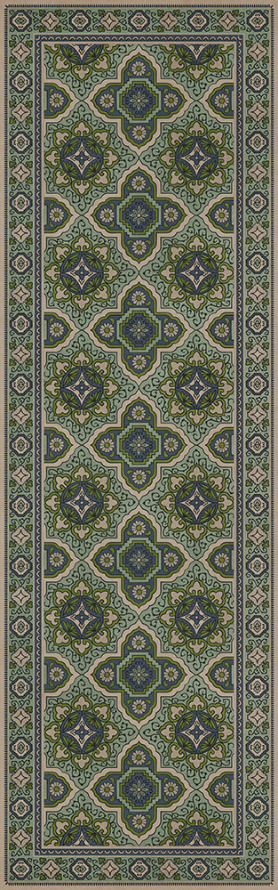 Williamsburg Antiquary Fly Leaf - vinyl floor cloth size 36x115