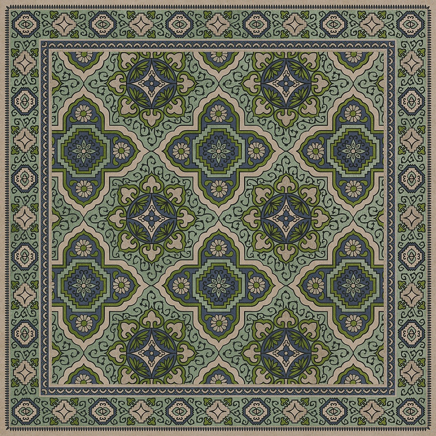 Williamsburg Antiquary Fly Leaf - vinyl floor cloth sizes 36x36, 48x48