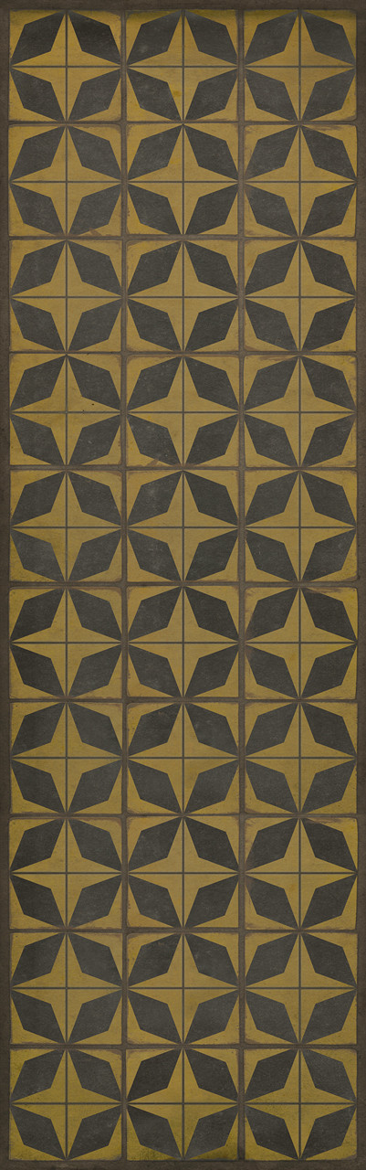 Classic Pattern 54 Cosmic Ray - vinyl floor cloth sizes  26x83, 36x115