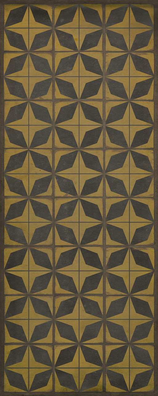 Classic Pattern 54 Cosmic Ray - vinyl floor cloth sizes 30x75, 36x90
