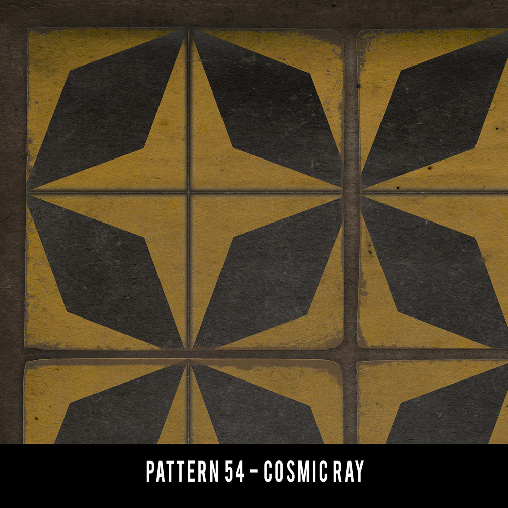 Classic Pattern 54 Cosmic Ray - vinyl floor cloth swatch sample