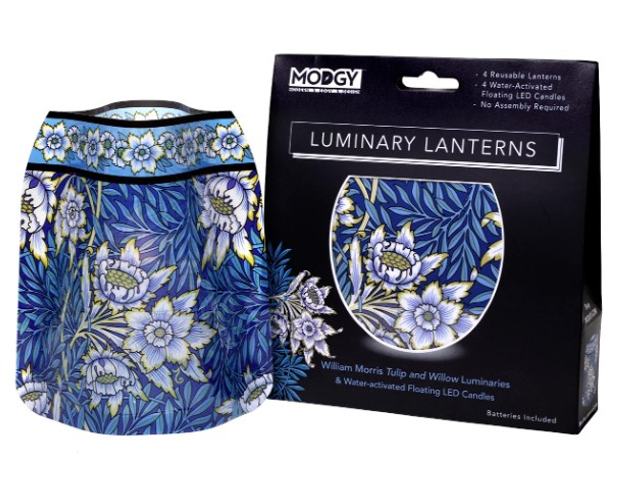 William Morris Tulip and Willow Luminary set of 4 LED