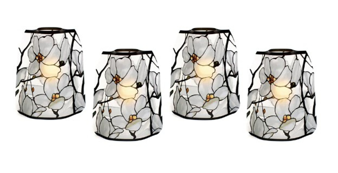 Tiffany Magnolias Luminary set of 4