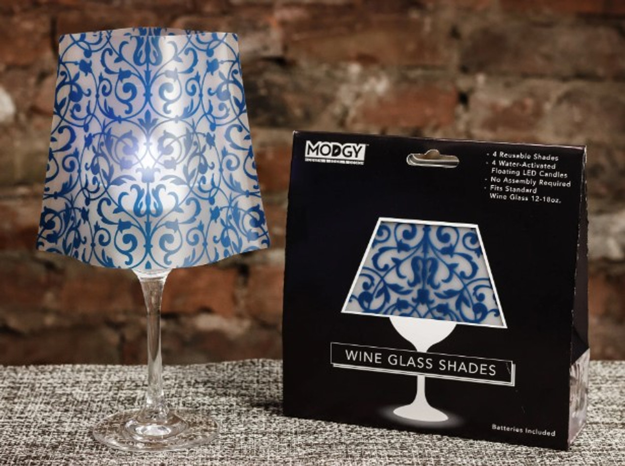 Cha Cha Blue Wine Glass Shade Luminary set of 4 LED