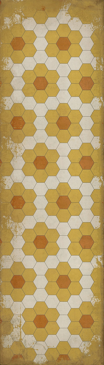 Classic Pattern 2 Pushing Up Daisies - vinyl floor cloth size 36x126
