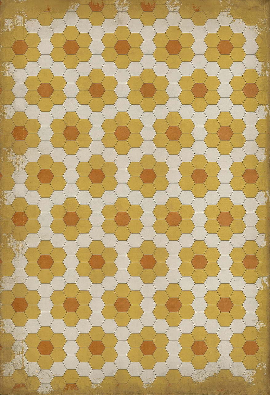 Pattern 2 Pushing Up Daisies - vinyl floor cloth sizes 96x104, 120x175