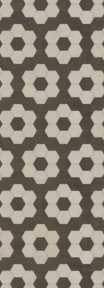 Classic Pattern 2 Resonance (lightly distressed) - vinyl floor cloth size 36x99