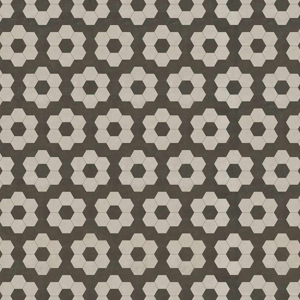 Classic Pattern 2 Resonance (lightly distressed) - vinyl floor cloth sizes 36x36, 48x48, 60x60, 72x72