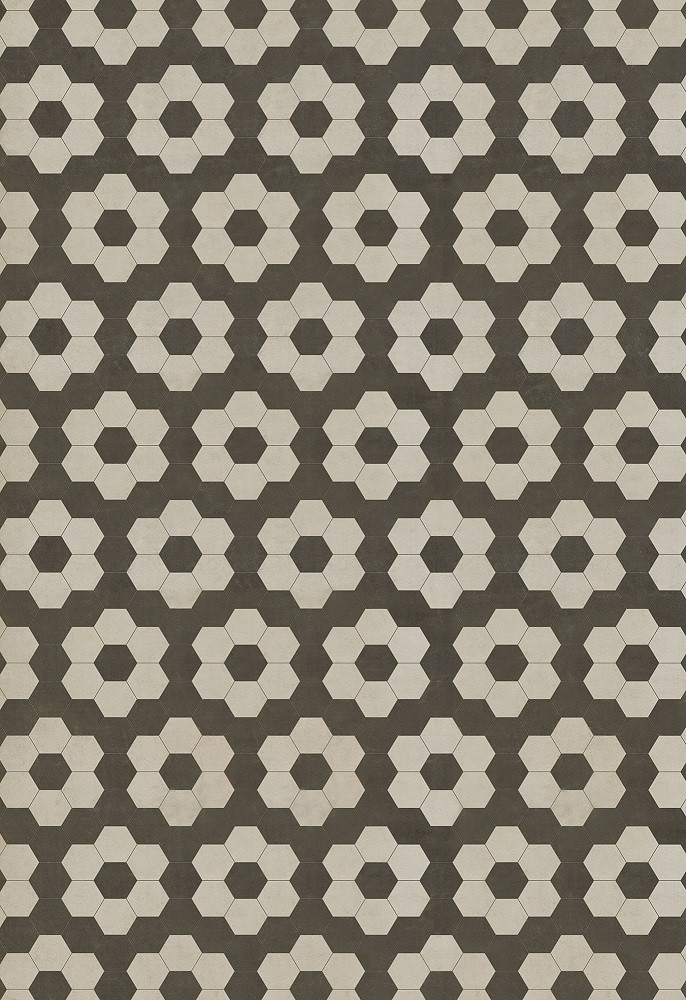 Classic Pattern 2 Resonance (lightly distressed) - vinyl floor cloth sizes 96x140, 120x175