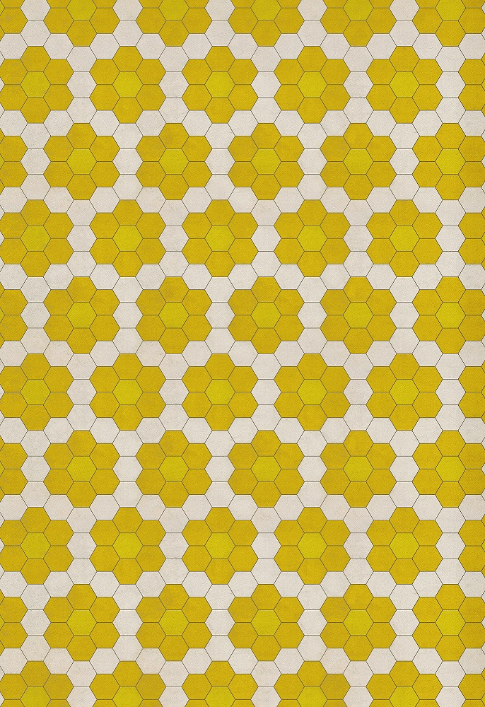 Pattern 2 Bees Knees (lightly distressed) - vinyl floor cloth sizes 96x140, 120x175