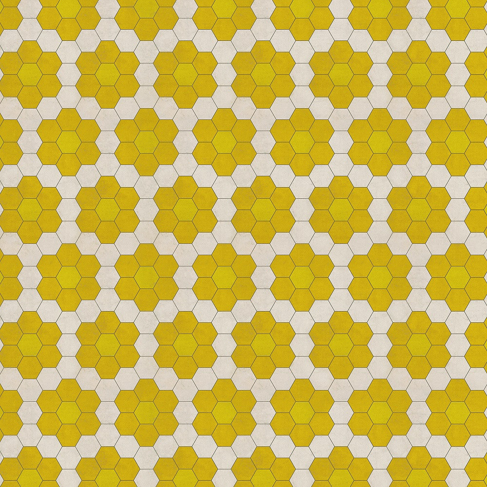 Pattern 2 Bees Knees (lightly distressed) - vinyl floor cloth sizes 36x36, 48x48, 60x60, 72x72