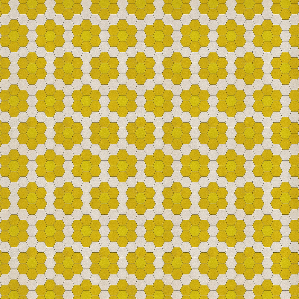 Classic Pattern 2 Bees Knees (lightly distressed) - vinyl floor cloth sizes 84x84, 96x96, 120x120