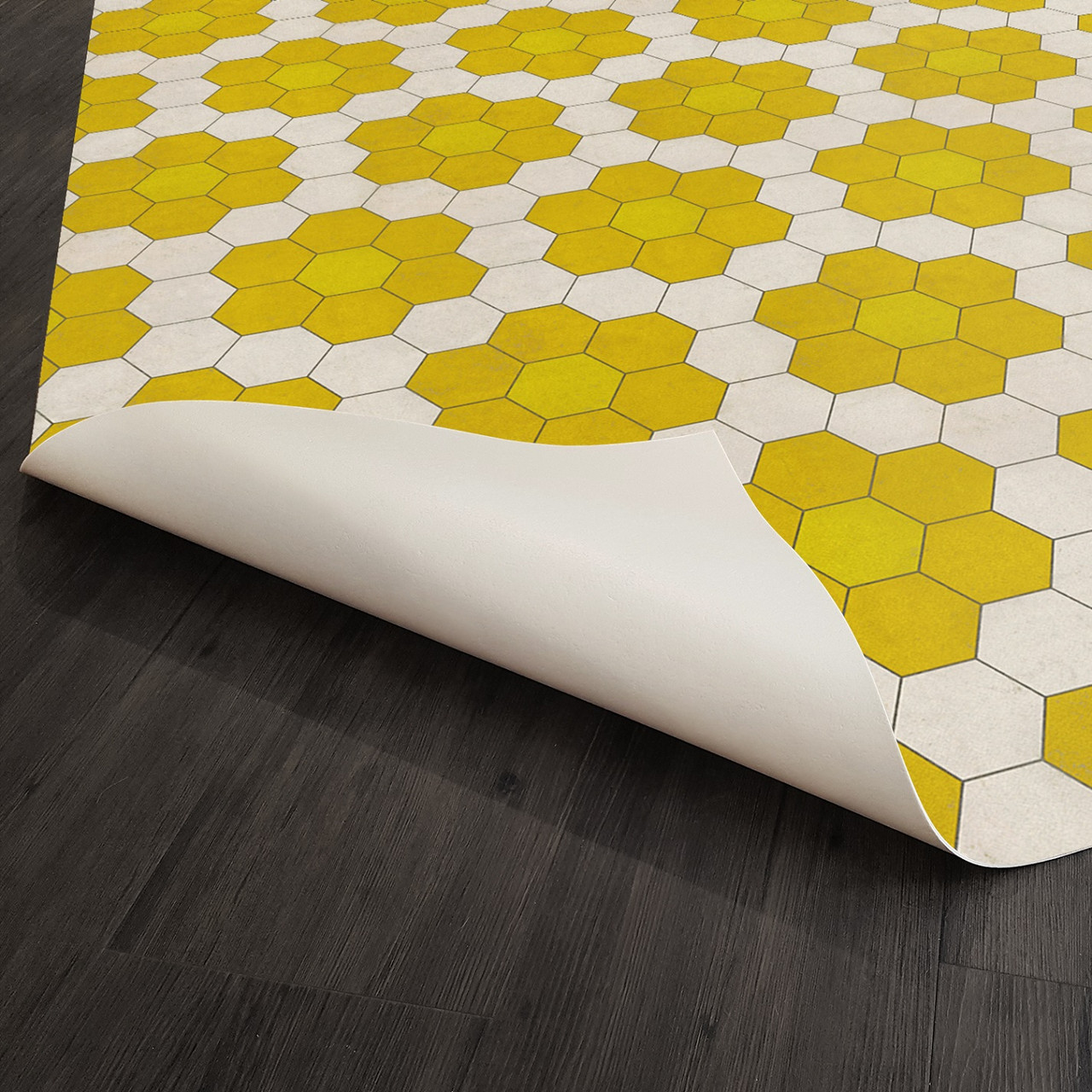 Classic Pattern 2 Bees Knees (lightly distressed) - vinyl floor cloth underside 