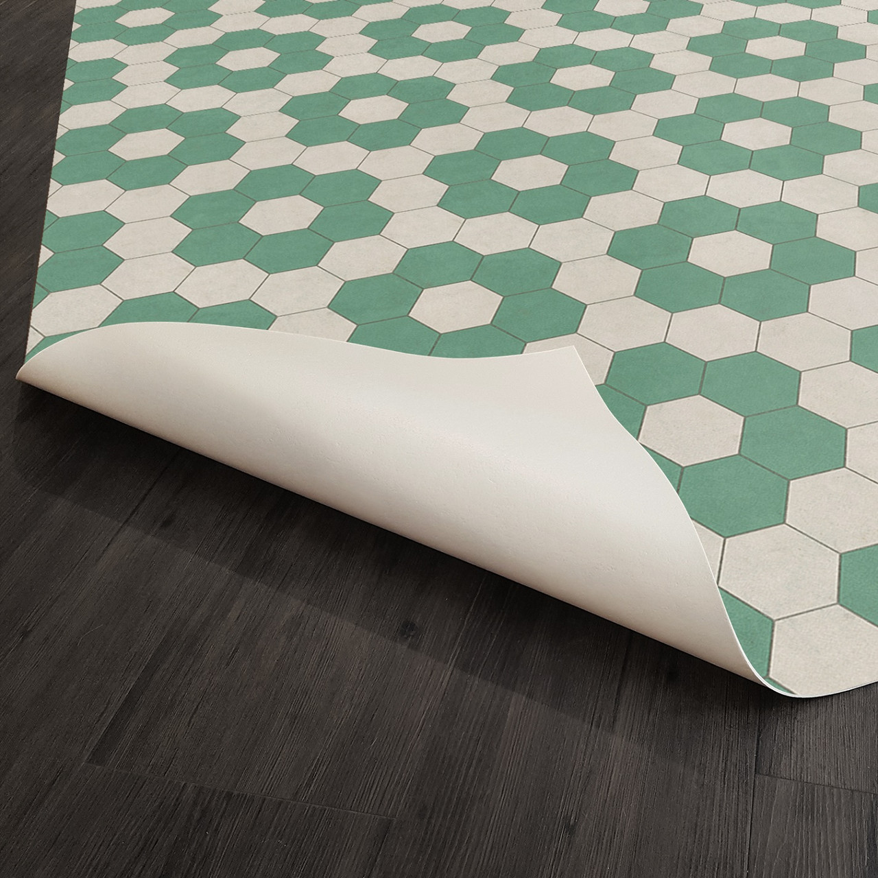 Pattern 2 Water Lilies (lightly distressed) - vinyl floor cloth underside 