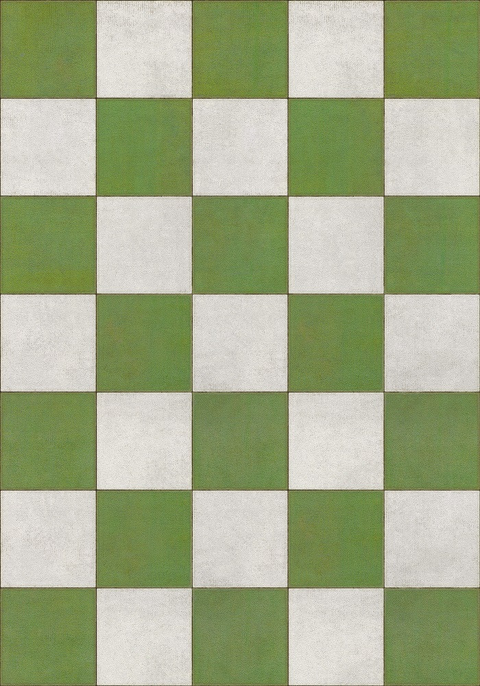 Classic Pattern 7 Check Please (lightly distressed) vinyl floor cloth sizes 21x30, 24x36, 30x42, 43x60, 48x67, 54x76