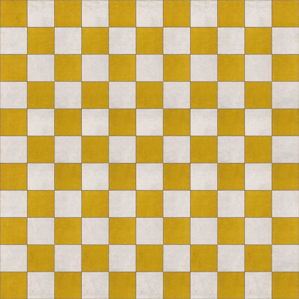 Classic Pattern 7 Check Yourself (lightly distressed) vinyl floor cloth sizes 96x96, 120x120